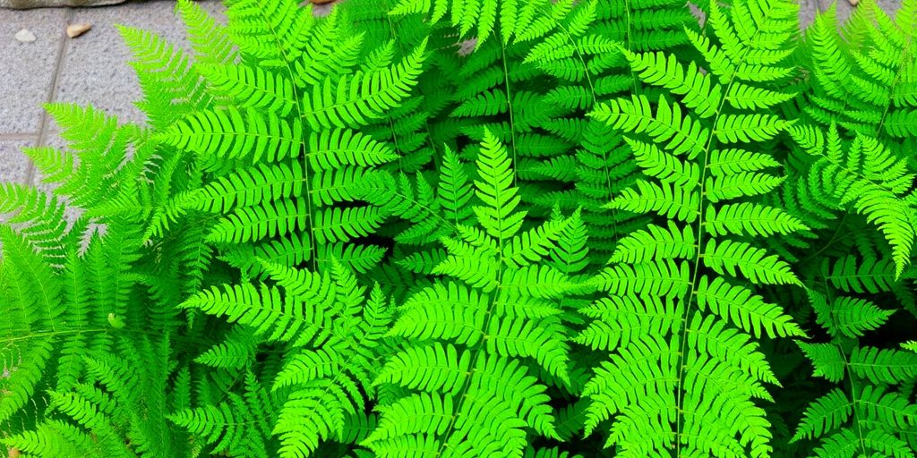Lush green ferns in a natural setting.